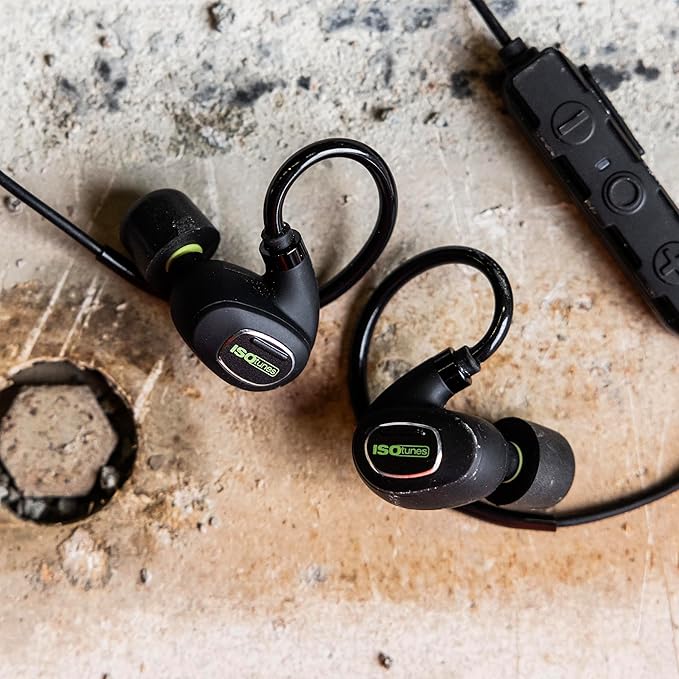 ISOtunes PRO 3.0 Bluetooth Hearing Protection - OSHA Approved Earbuds with 20 Hour Battery Life, Bluetooth Ear Protection with 27 dB Noise Reduction (NRR) Earplug Headphones - Durable Work Earbuds