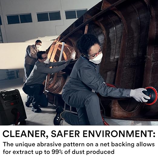 3M Xtract Net Disc 710W, 150+, 8 in, Die 800L, Pack of 50 Hook and Loop Sanding Discs, Virtually Dust-Free, Premium Option for Metal, Wood, Composites, Stock Removal, and Fine Finishing