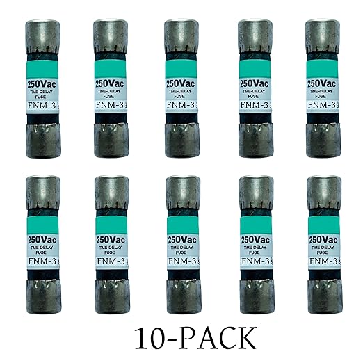 10-Pack New FNM-3 FNM-3A FNM 3A 250Vac Time Delay Fuse,FNM-3A Current Limiting Class CC Rejection Cartridge Fuses