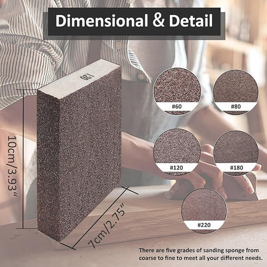 Tnisesm 6Pcs Sanding Blocks 180 Grits Sanding Sponge,for Drywall Wood Metal Washable & Reusable Sandpaper BlocksWashable and Reusable