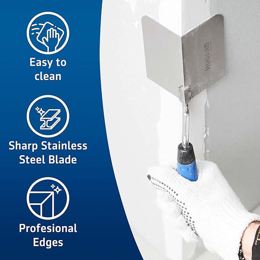 HOGARD Outside Corner Trowel | Best Corner Drywall Tool | Made of Stainless Steel with External Angle and Soft Grip Handle.