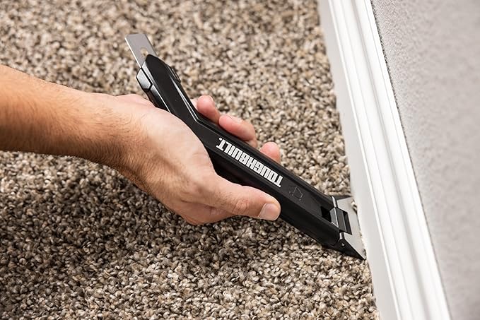 ToughBuilt ??Carpet Knife, Heavy-Duty Fixed Utility Knife with Ergonomic Handle and Quick-Change Blade Mechanism, Precision Cutting Design for Carpet, Vinyl & Flooring Applications (TB-H4-11-CK)