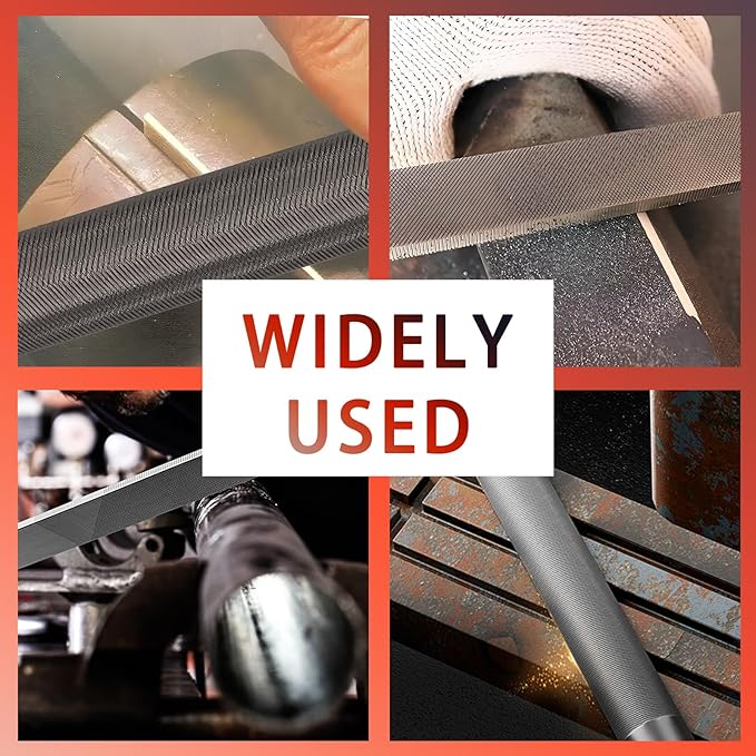 3-Piece 8-Inch Professional File Set, High Carbon Steel Metal Files with Flat/Half-Round/Round Shapes, Ideal for Metal, Wood, Plastic & DIY Projects