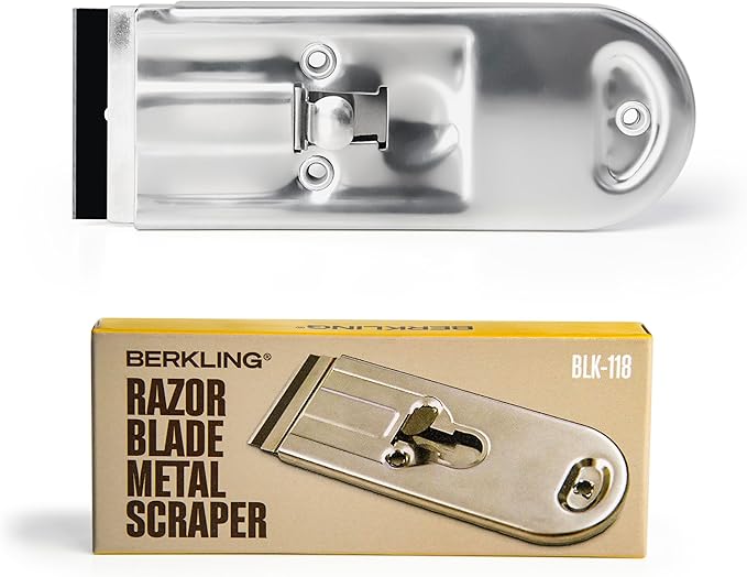 Heavy Duty Retractable Razor Blade Scraper with Stainless Steel Body, Ideal For Removing Stickers, Decals, Paint, Adhesive Residue, and More. Fits All Standard Size Razor Blades