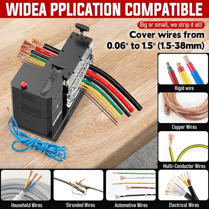 Wire Stripper Machine, 0.06''-1.5'' Electric Wire Stripping Machine with 11 Channels 10 Blades, Heavy-duty Automatic Cable Stripper for Workshop Copper Recycling