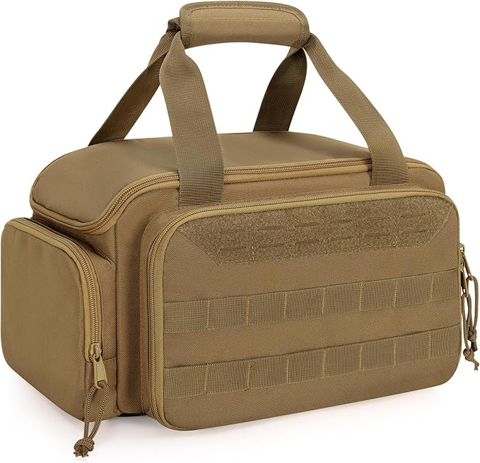 12-Inch Tool Bag with Anti-friction Bottom, Hand Tool Storage Organizer Bag for Men, Tactical Range Bag, Multi-purpose Work Tote for Repairman, Electrician, Carpenters, Handyman, Khaki