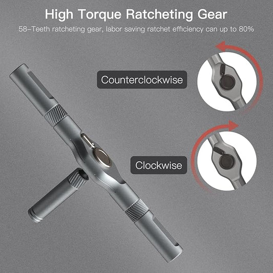 ATuMan 24 in 1 Ratchet Screwdriver Set with Detachable Handle, S2 Alloy Steel Precision Bits, Magnetic Ratcheting Screwdriver with Case for Bicycle, Computer, Electronics Repair, Ideal for Home, DIY