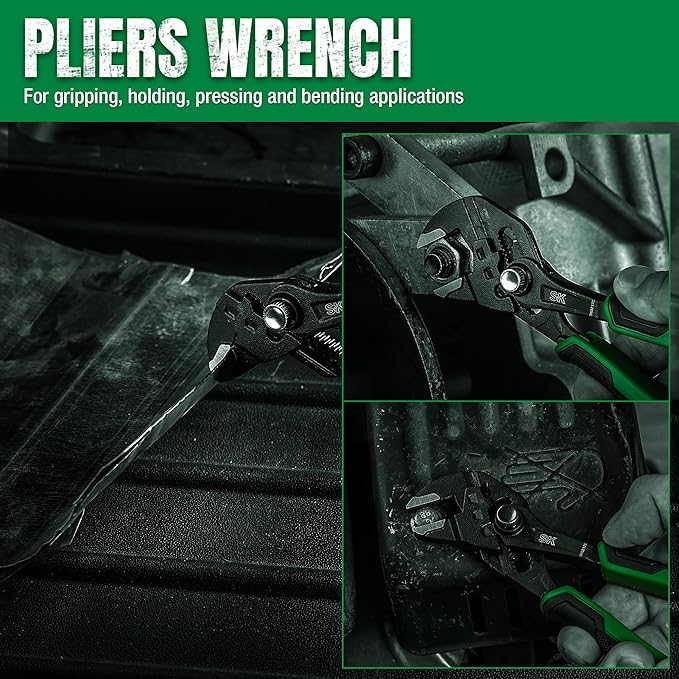 SK 6-Inch Pliers Wrench, Premium CR-V Construction, Smooth Parallel Jaws with Comfortable Grips