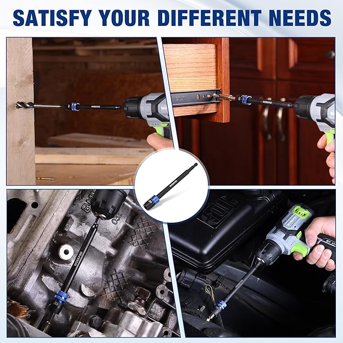 WORKPRO Drill Bit Extension, 6" Drill Screwdriver Bit Holder for Impact Driver Bits, 1/4 Inch Hex Shank Quick Release Extension Adapter, Ideal for Nuts, Drills and Socket Driver Adapters