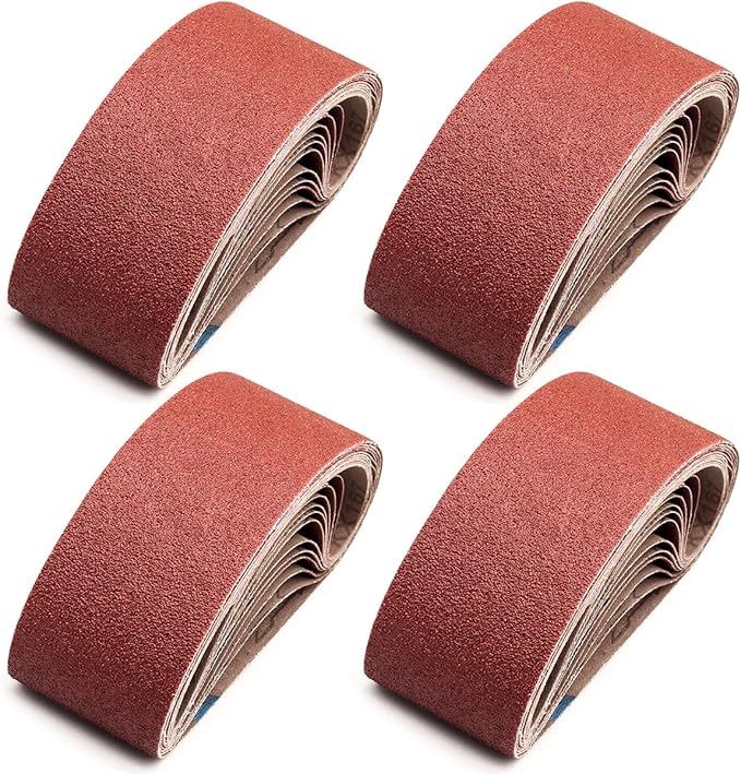 3 x 21-Inch Sanding Belts for Belt Sander 3x21,6 Each of 40 80 120 240 Grits Aluminum Oxide Abrasive Sandpaper, 24 Pack