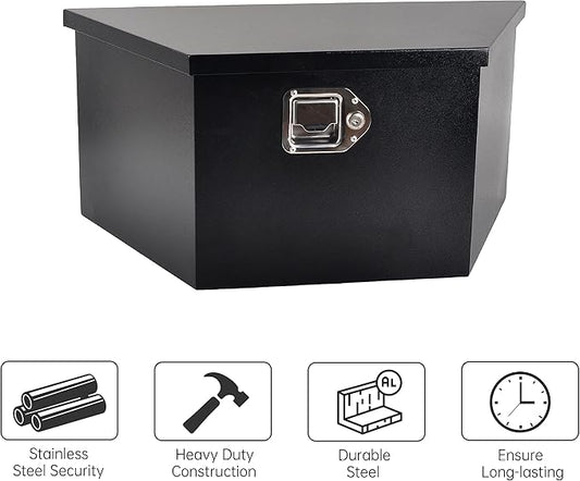26’’ Trailer Tongue Tool Box, Steel Tool Storage Box for Trailer Tongue, Suitable for Truck, Trailer, Rv(26"*13.3"*12"-Black)