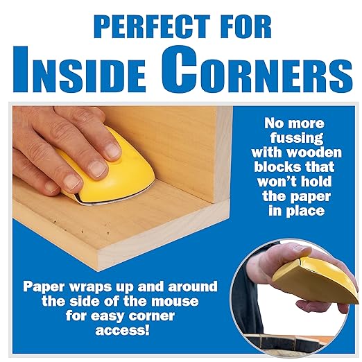5" Sanding Mouse Block for Furniture Restoration, Home, Automotive, Hook and Loop Sanding Block, Accepts Standard Orbital Discs (5" Sander Mouse)