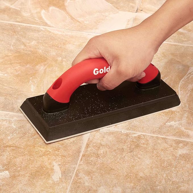 Goldblatt 4" x 12" Grout Float for Tile - Molded Rubber Grout Float, Floor Tools with Soft-Grip Handle for Masonry, Drywall, Concrete, Stucco