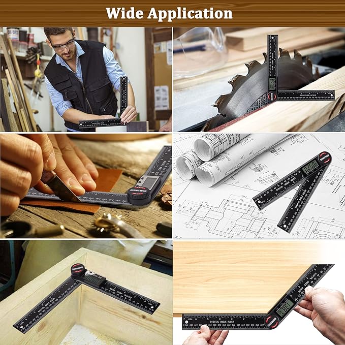 Digital Angle Finder Protractor, Angle Measuring Tool for Woodworking/Carpenter/Construction/Handmade Measurement竊똀ngle Finder Ruler with 7inch/200mm(2 Batteries Included) (Enhanced ABS)