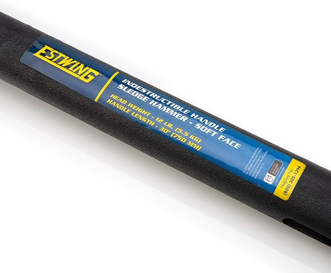 Estwing 12 lb Soft Face Sledge Hammer - 30" Indestructible Handle, Shock-Absorbing Grip, Overstrike Resistant