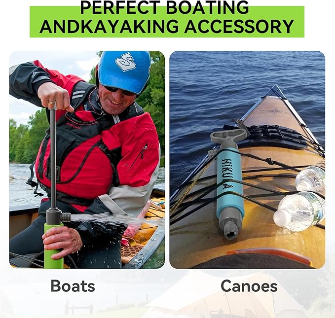 Manual Bilge Pump for Boats Kayak Canoe - Portable Siphon Pump, Kayak Bailer with Reversible Hose,Green,17 Inch