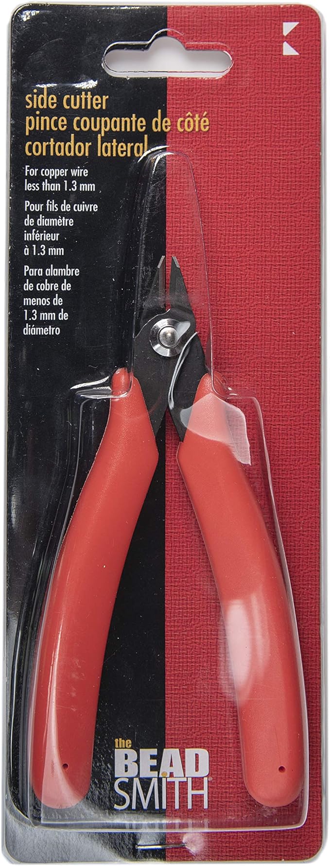 The Beadsmith Heavy Duty Side Cutter, 5 inches (127mm) with red Comfort Grip Handle and no Spring, Tool for Jewelry Making, Electronics or Micro Mechanics