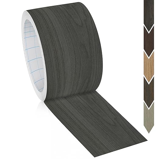 GSCIT Club Dark Walnut Wallpaper, 2.4 inch X 15ft Self Adhesive Wood Grain Repair Tape Dark Walnut Repair Patch for Tables, Chairs, Baseboards, Doors, Windows, Floors, Handicraft DIY.