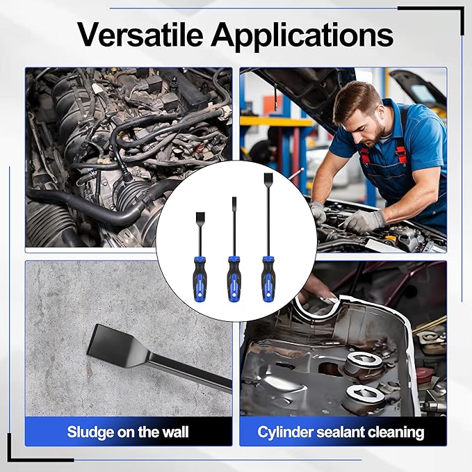 Gasket Scraper Set, 3-Piece Carbide Gasket Scraper Tool, Automotive Tools for Gaskets Removing