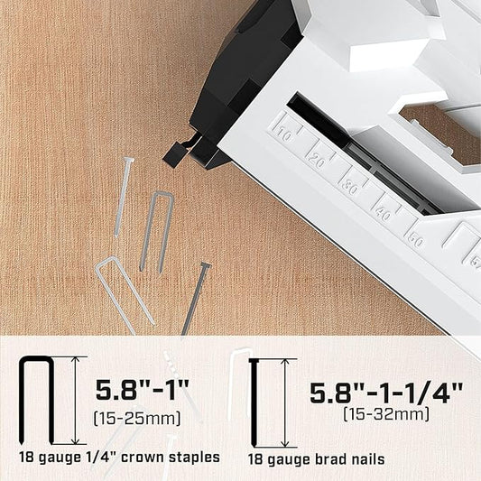 BIELMEIER 20V Nail Gun Battery Powered, 18 Gauge 2 In 1 Cordless Brad Nailer Stapler for Upholstery and Carpentry, Electric Staple Gun Includes a 2.0Ah Battery, 1590Pcs Staples and Nails