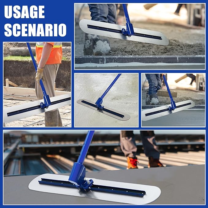 Stainless Steel Concrete Float - 46 x 8" Bull Float Concrete Finishing Tools Kit With 4 x 3.8 Feet Float Handle Concrete Surface Smoothing Tool