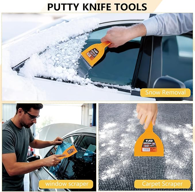 6 Pack Putty Knife 1.5" 2" 3" 4" 5" 6" Plastic Paint Scraper Tool Set Heavy Duty Drywall Repair kit,Flexible Spackle Knives with Hang Hole,Wall Putty for Spreader,Wallpaper,Mud,Plaster,Taping,Floor