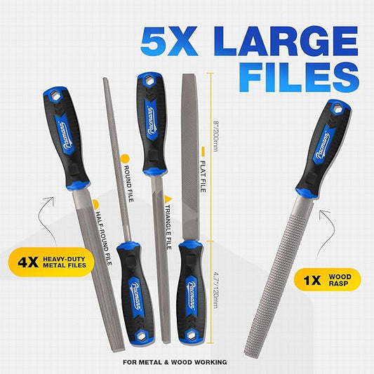 32PCS Metal File Set, Diamond Steel Needle Files, Wood Rasp, 4 Way Riffler File, Sandpapers, Wire Brush with Tool Bag for Metal, Wood, Plastic, Jewelry Carving, Polishing