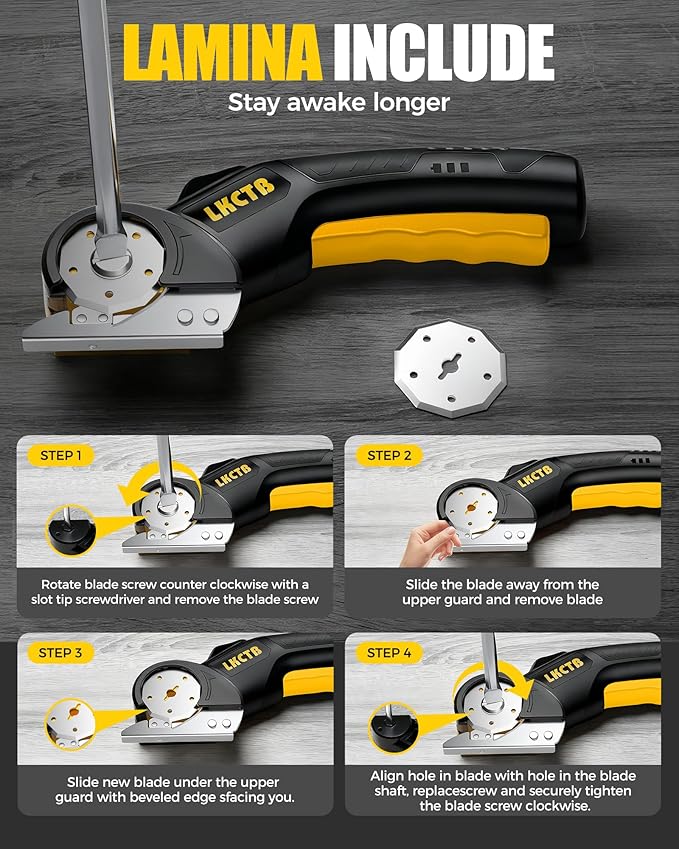 Electric Cardboard Cutter Scissors with LED Light, 3000mAh Rechargeable Battery, Brushless Motor, Tungsten Steel Blade, Cuts Cloth, Carpet, Cable Cutter Wire Rope Cutters Black and yellow