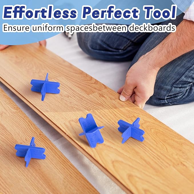 8 Pcs ABS Deck Spacer Tool,4 Thicknesses Deck Board Spacers(1/16", 1/8", 3/16", 1/4"),Blue Deck Spacers Assorted for Pressure Treated Composite Decking