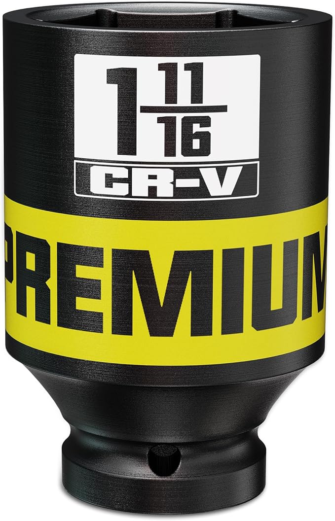 1/2" Drive Impact Socket, 1-11/16 Deep Socket, SAE, 6 Point, CR-V, Perfect for Home, Mechanic and Repair Project