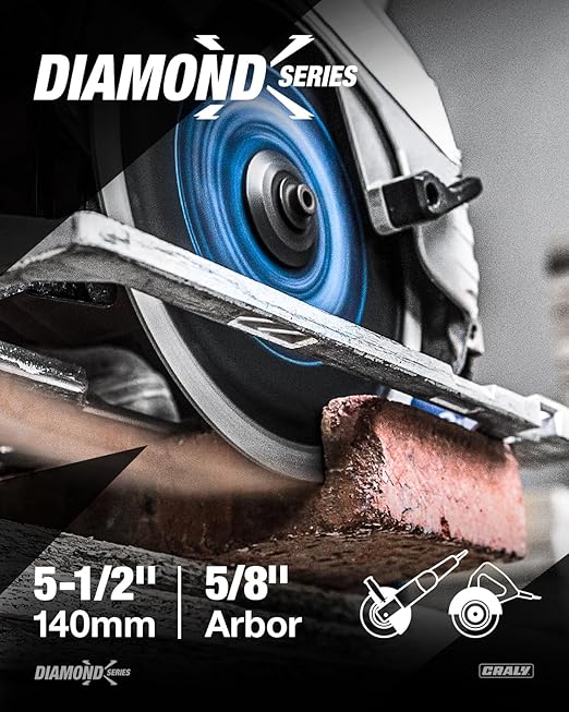 CRALY 5-1/2 Inch Super Thin Segmented Diamond Blade, 5/8 in Arbor, 5.5'' Diamond Stone Blade for Angle Grinder & Masonry Saw, Diamond Cutting Wheel for Cutting Concrete, Brick, Granite, Block, 2PC