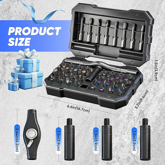Saker 42-in-1 Magnetic Screwdriver Set for Father?셲 Day Gift, Screwdriver Set with T Handle & Storage Case, for Men Gift, Furniture, Computer, Bicycle, and DIY Grey