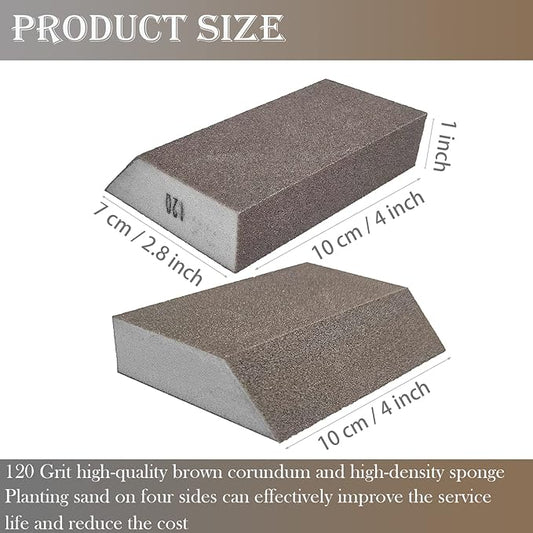 6 Pack Sanding Sponge, 120 Grit Sanding Blocks Assortment,Washable and Reusable for Wood Drywall Metal Home (120 Grit)