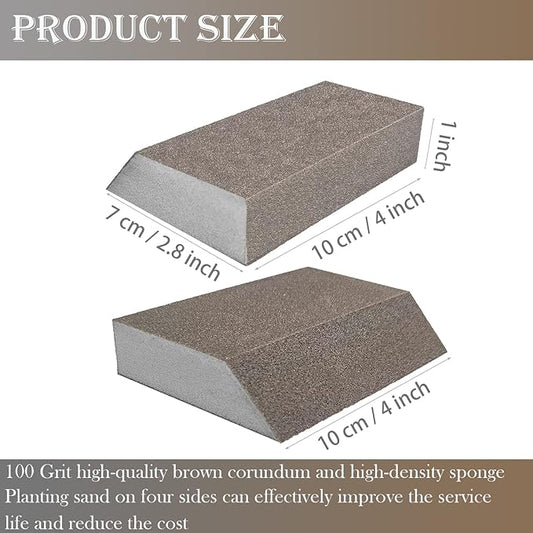6 Pack Sanding Sponge, 100 Grit Sanding Blocks Assortment,Washable and Reusable for Wood Drywall Metal Home(100 Grit)