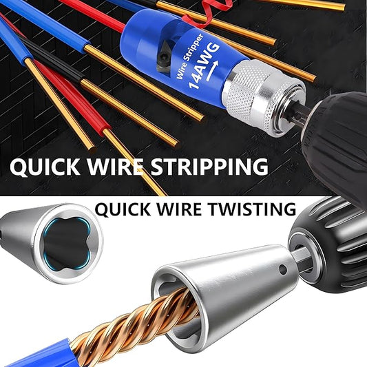 SICOU Wire Stripper and Wire Twister for Drill AWG Wire Stripping Wire Twisting Tool 6/8/10/14 AWG Cable Stripper Electrician Tool Set Electrical Wire Connector Tool