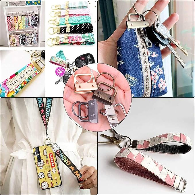 shynek 40pc Key Fob Hardware Set - 1 Inch Keychain Hardware with Pliers for Wristlet, Lanyard & Key Chain Making Supplies