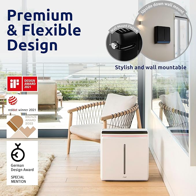 Rabbit Air, A3 SPA-1000N Air Purifiers for Home, Ultra Quiet HEPA Air Purifier - Wall Mountable Air Purifiers for Home Large Room, Allergies, Dust, Mold, Smoke & VOCs - (White, Odor Remover Filter)