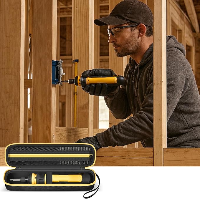 Case Compatible with DEWALT 8V MAX Cordless for Screwdriver Kit DWHT66719, Screwdriver Storage Holder with Mesh Pocket Fits for Dewalt Drill Tools & Battery Pack (Box Only) Yellow Zipper