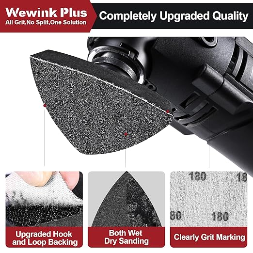 151Pcs Oscillating Tool Detail Sanding Pads Kit, 2 Finger & 2 Triangle Sanding Pads Multitool Sandpaper 60-400 Grit, Multi Tool Sanding Pad with Saw Blades for Wood Metal Plaster-Fit for Dewalt