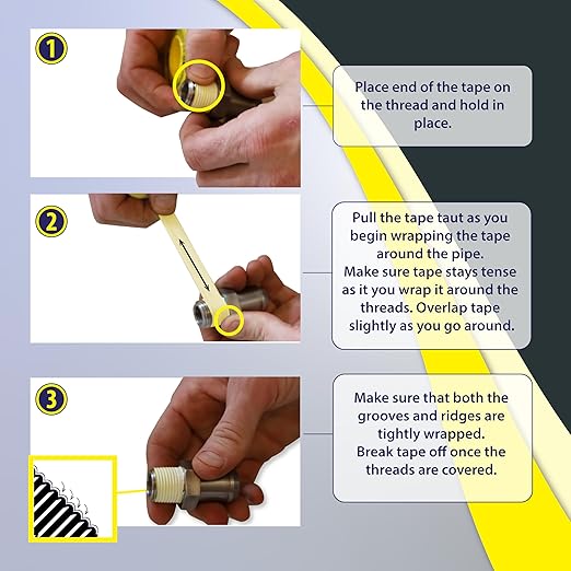 Gasoila Yellow PTFE Thread Seal Tape ??Professional-Grade, 1/2 Inch x 260 Inch, High-Density Thread Tape for Gas Lines??Leak-Proof Seal, Non-Toxic