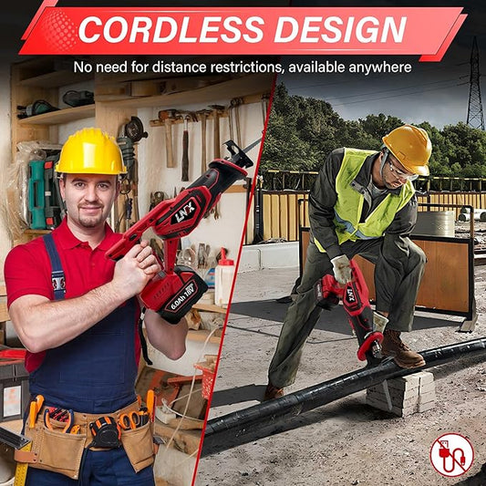 Cordless Reciprocating Saw for Milwaukee 18V Battery, Brushless Electric Recip Saw with 4 Blades, 0-2800 SPM Variable Speed, Tool-Free Blade Change, for Wood/PVC/Metal Cutting