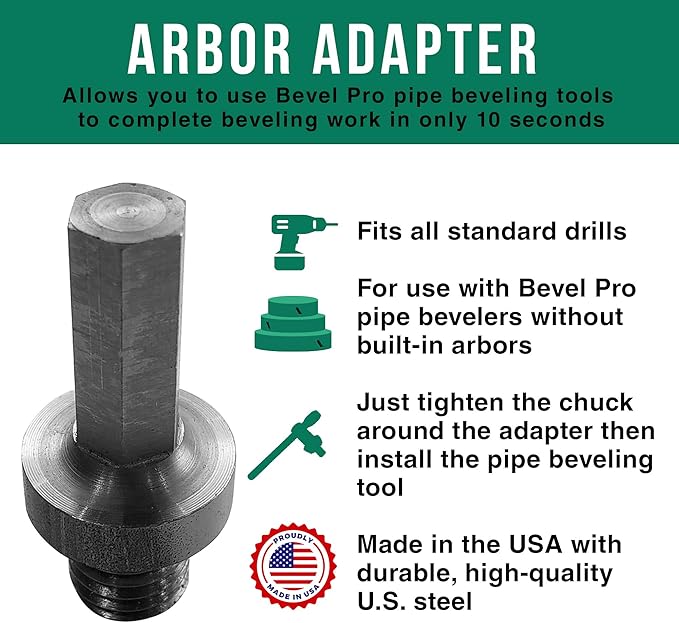 Bevel Pro ADP161 Arbor Adapter, Made for Use with Beveling Tools Converts Grinder Application to Drill Application and Usage