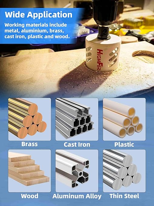 HIGHFIRE 18pcs Bi-Metal Hole Saw Set with Carrying Case, M42 General Purpose 3/4" to 2-3/4" Hole Saw Kit for Hard Metal, Stainless Steel, Iron, Aluminium, Alloys, Plastics