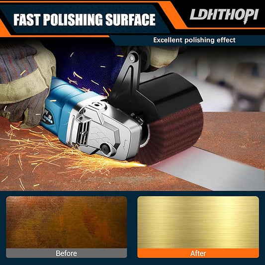 LDHTHOPI 1800W Burnishing Polishing Machine, 110V Handheld Electric Stainless Steel Polisher, 8 Variable Speed, 3100RPM for Metal with 2 Wheels, Stainless Steel, Wood