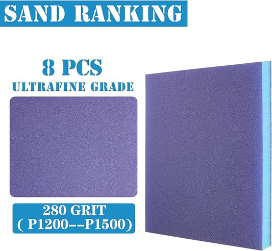 8Pcs 280 Grit Sanding Sponge, Jamiikury Sanding Blocks Washable and Reusable, Wet Dry Sandpaper Sponge for Wood Metal Furniture Paint and Drywall