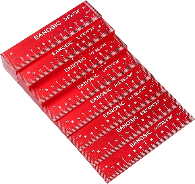 Setup Blocks Height Gauge Set, 8pcs Precision Aluminum Setup Bars for Router and Table Saw Accessories Woodworking Set Up, Bars Include Laser Engraved Size Markings (Extra Long 4 Inch)