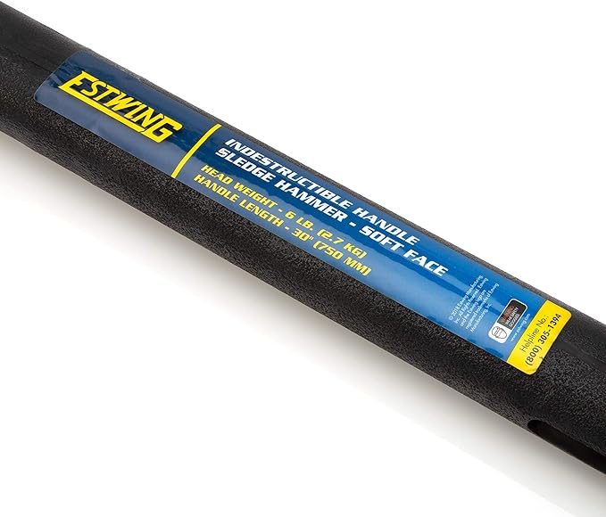 Estwing 6 lb Soft Face Sledge Hammer - 30" Indestructible Handle, Shock-Absorbing Grip, Overstrike Resistant