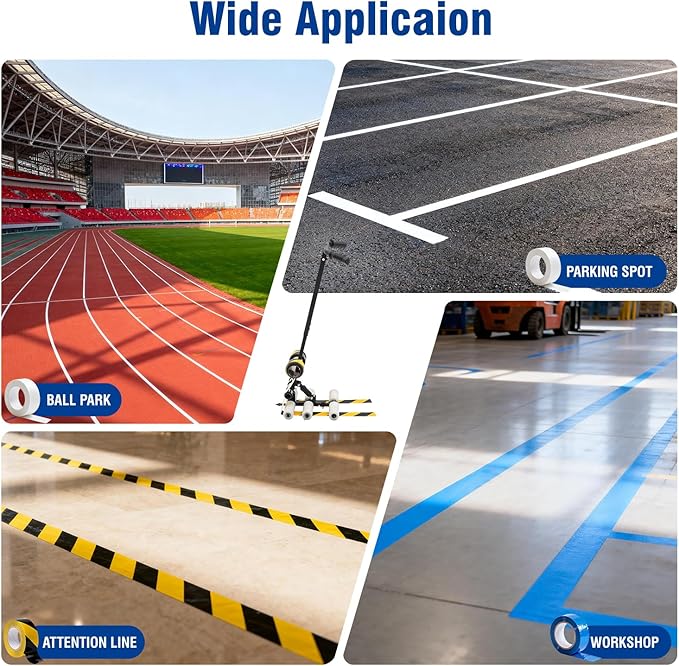 CXRCY Court Line Tape Machine. Adjustable Height & Spacing, Playing Field Line Striping Machines for Parking Ground Marking, Road Warning. with Circle Drawing Tool