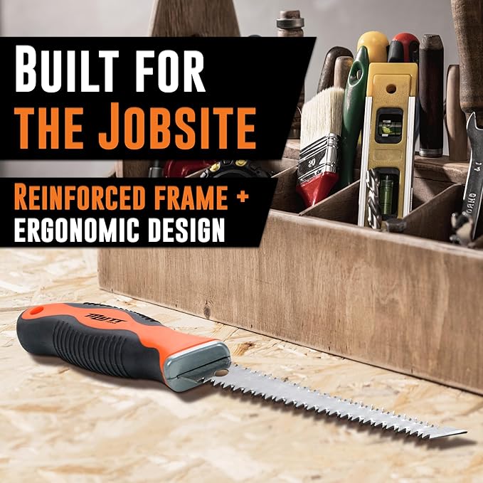 Mutt Tools 6” Professional Drywall Saw with Ergonomic Handle - Jab Saw for Sheetrock Cutting - Keyhole Saw with Ergonomic Grip - Versatile Tool for Drywall, Sheet Rock and Insulation