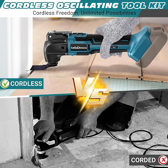 Cordless Oscillating Multi Tool Compatible with Makita 18V Battery(Battery Not Included), Cordless Oscillating Tool Brushless Motor, 6 Variable Speeds, 23-Piece Kit for Cutting, Sanding, Scraping